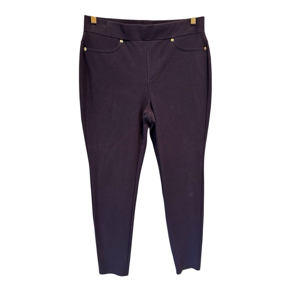 Michael Michael Kors Blue Skinny Pull-On Pants Size L Gold Hardware Leggings